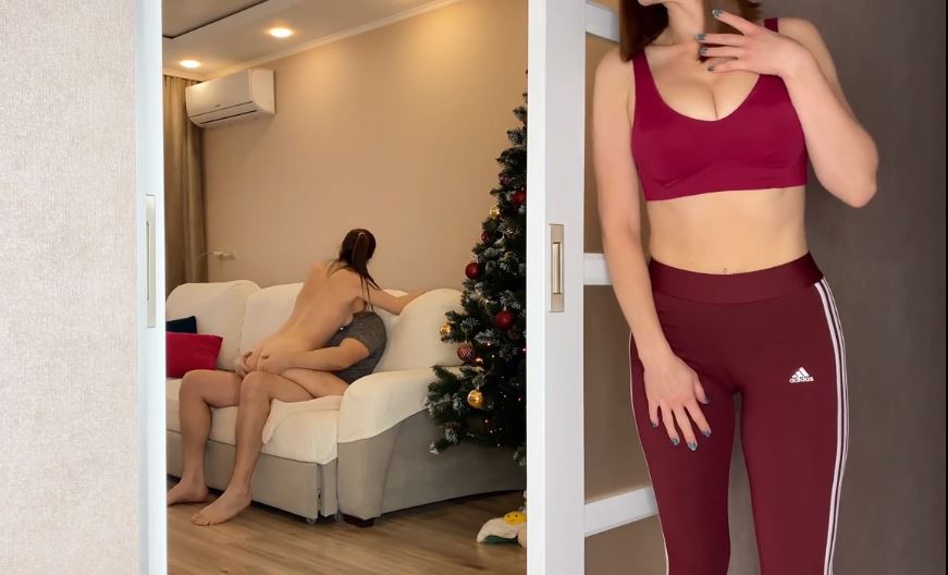 On New Year's Eve, the stepmother spied how I fucked a neighboring whore!